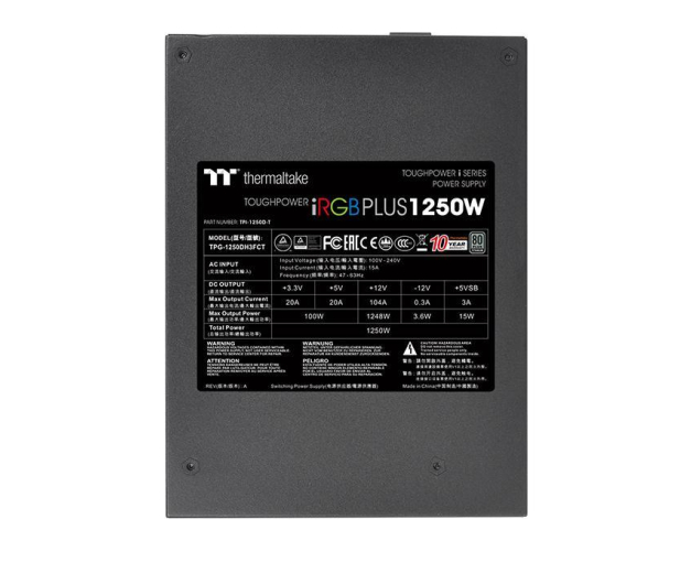THERMALTAKE toughpower DPS G RGB 1250W Modular (80+ Titanium, 8xPEG, 135mm) PS-TPI-1250DPCTEU-T - 403840 - zdjęcie 7